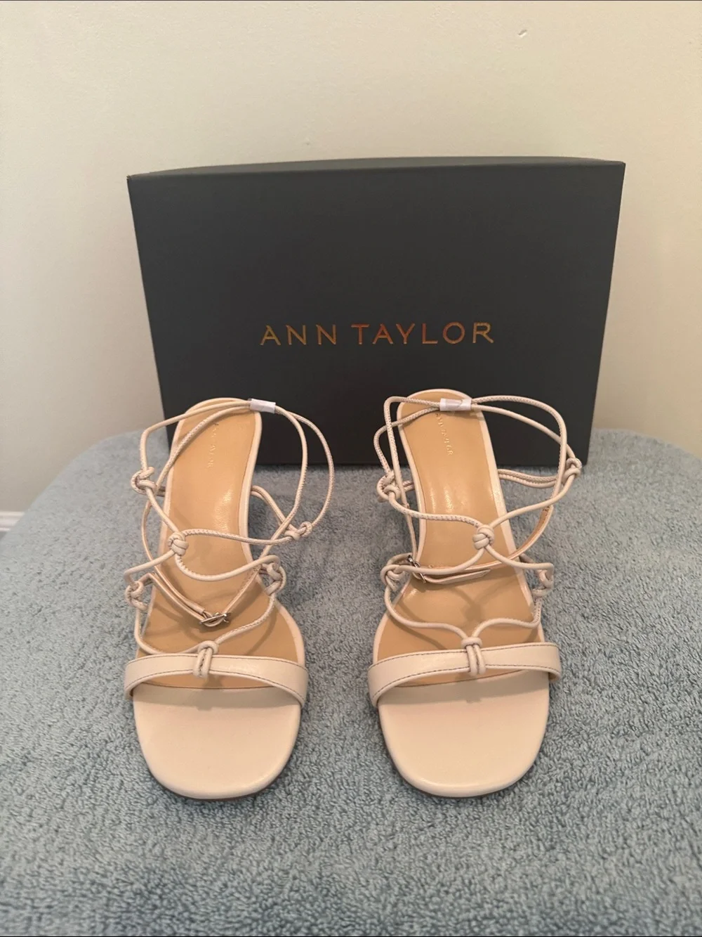 Ann Taylor Beige Lace-Up Strappy Sandals - Picture 1 of 6